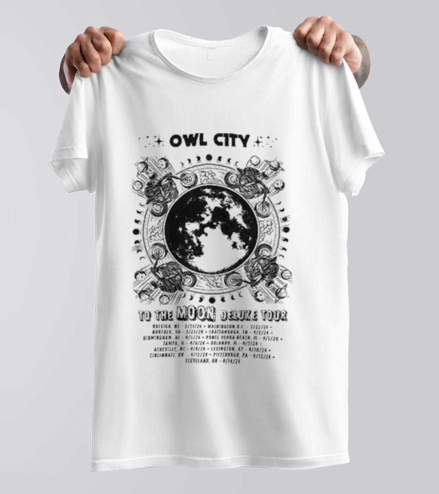 Owl City To The Moon Deluxe 2024 Concert Tour Dates And Locations T-Shirt