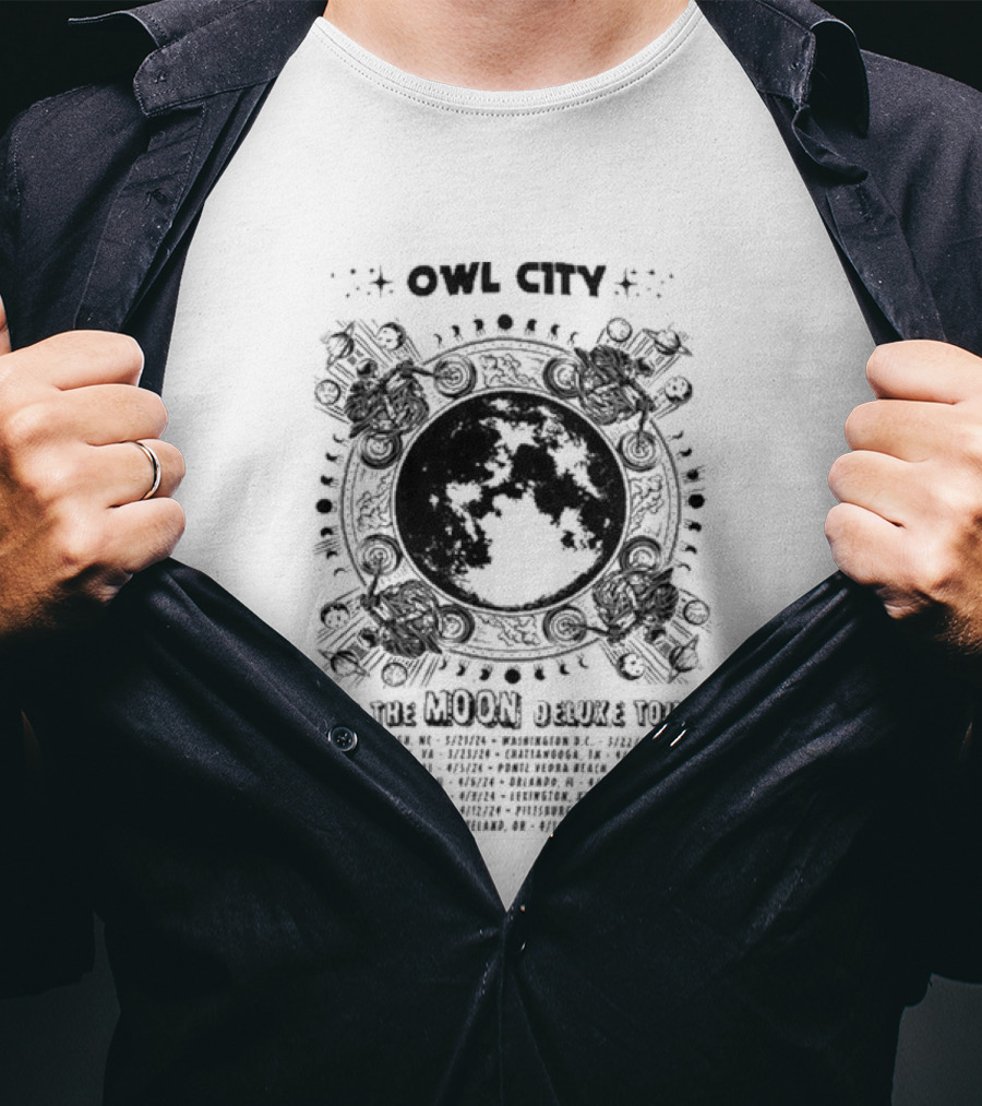 Owl City To The Moon Deluxe 2024 Concert Tour Dates And Locations T-Shirt