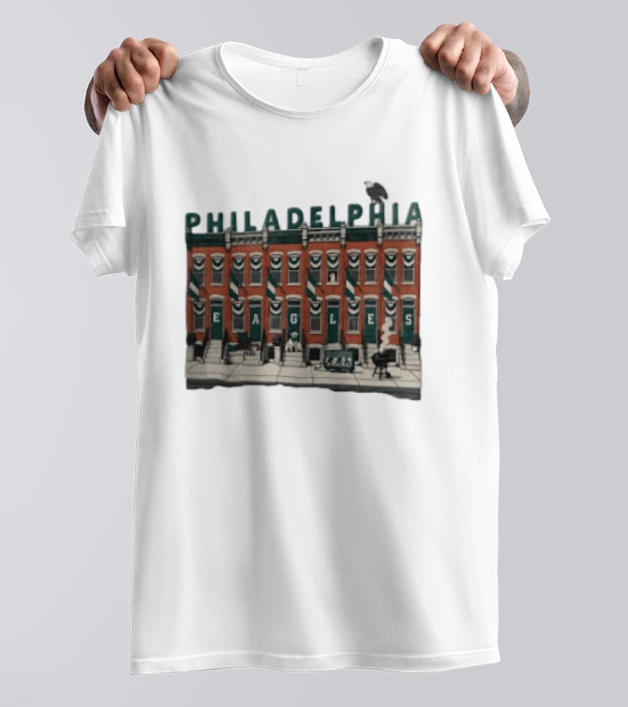 Philadelphia Eagles Birds On The Block Rowhouses T-Shirt