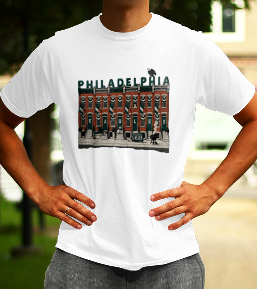 Philadelphia Eagles Birds On The Block Rowhouses T-Shirt