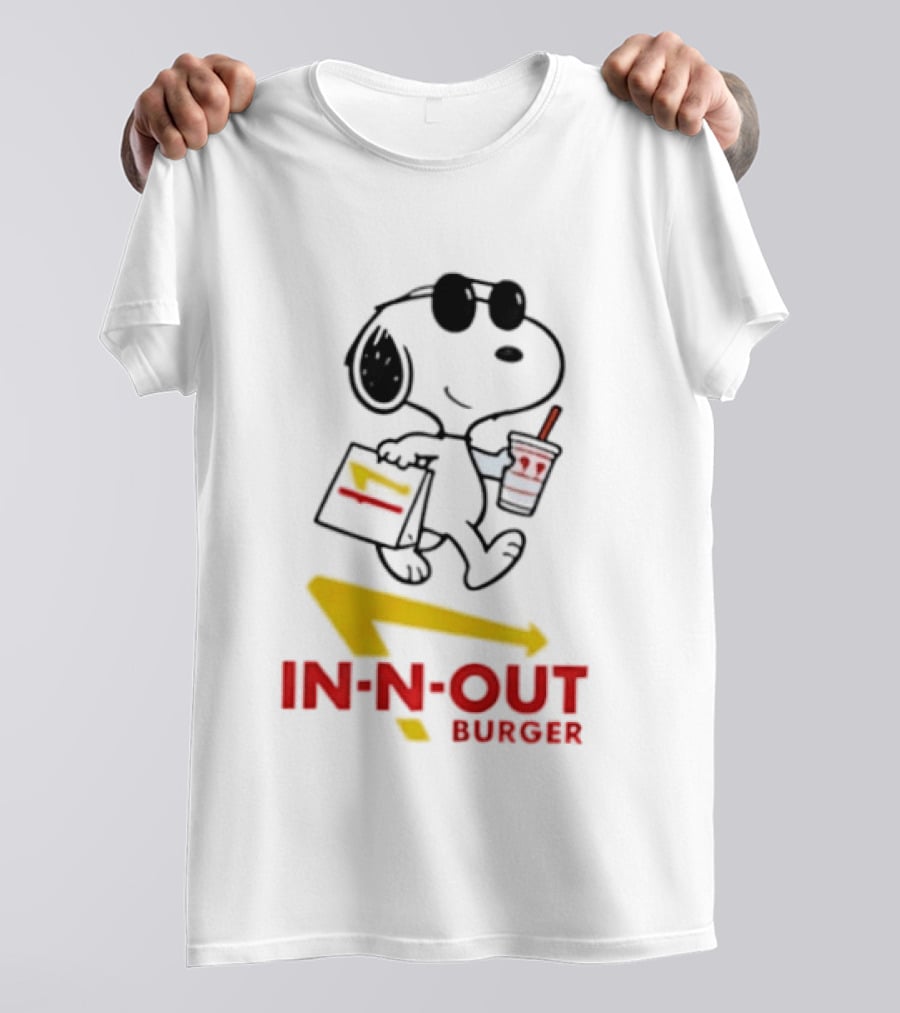 Snoopy With In N Out Burger Bag And Drink Peanuts Fast Food T-Shirt