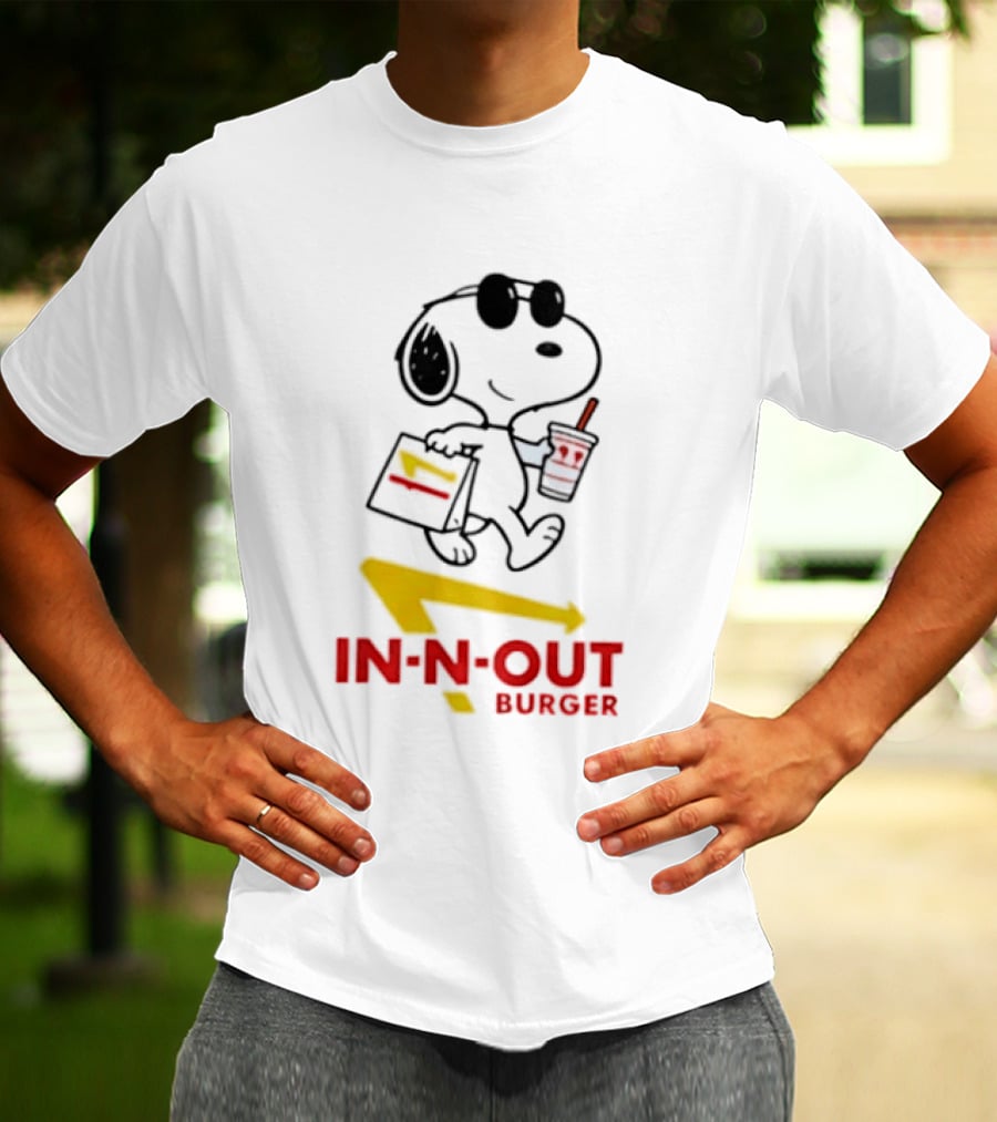Snoopy With In N Out Burger Bag And Drink Peanuts Fast Food T-Shirt