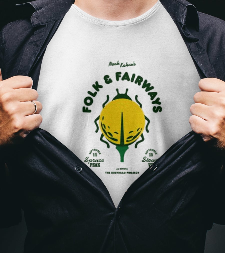 The Busyhead Project Shop 2026 Folk And Fairways Beetle Green Yellow T-Shirt