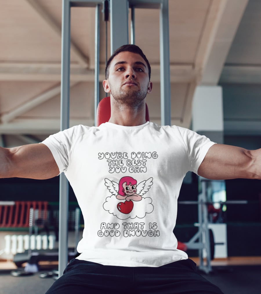 You're Doing The Best You Can And That Is Good Enough Angel With Pink Hair And Heart Cloud T-Shirt