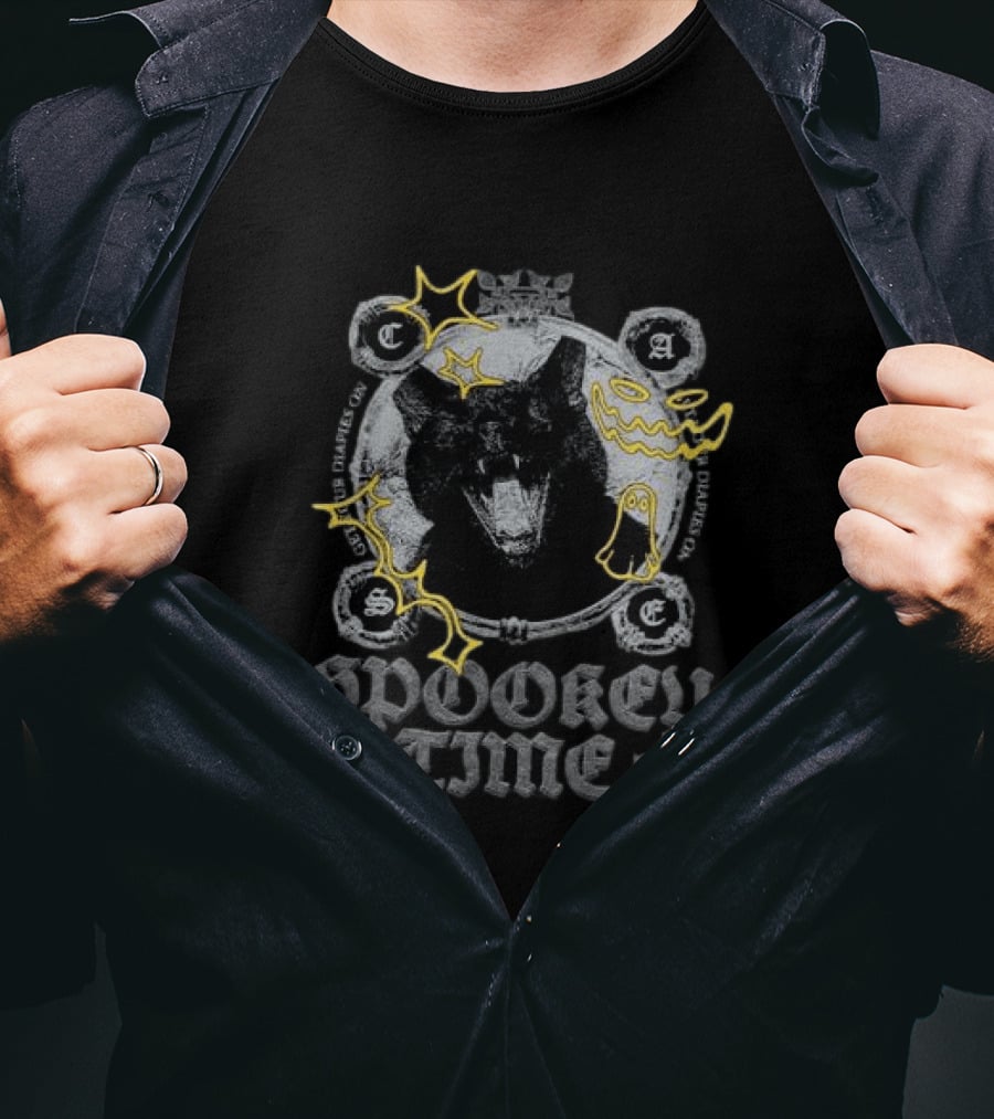 Caseoh Games Store Spooky Time Wolf Ghost Halloween T-Shirt
