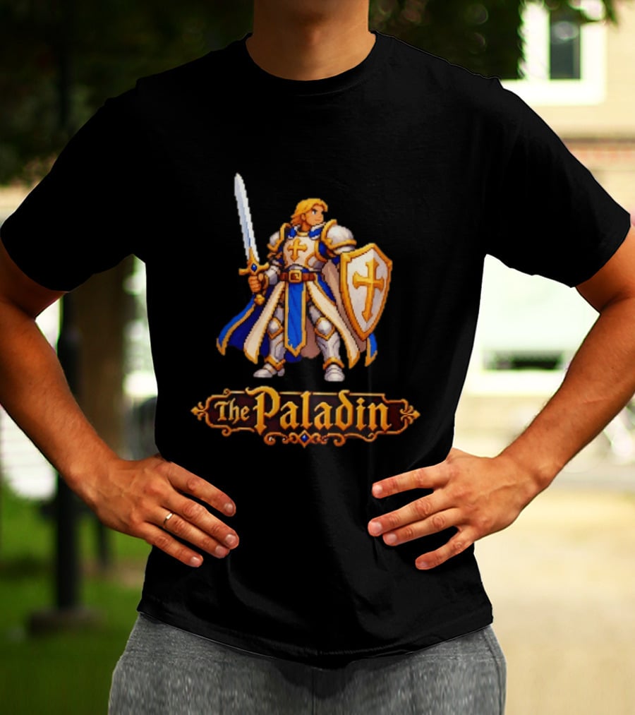 The Paladin Retro 16 Bit Game Warrior T-Shirt