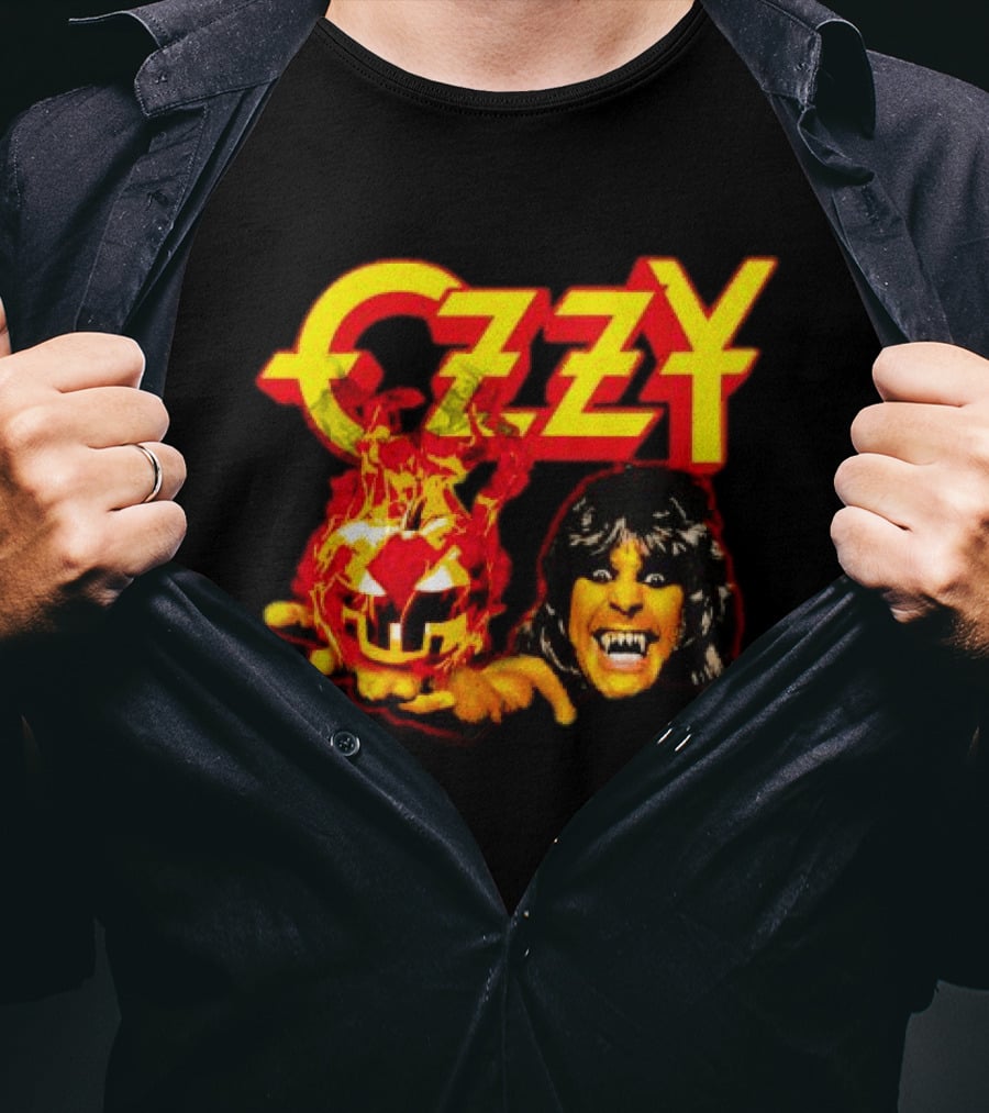 Ozzy Osbourne Halloween Pumpkin Fiery Face T-Shirt