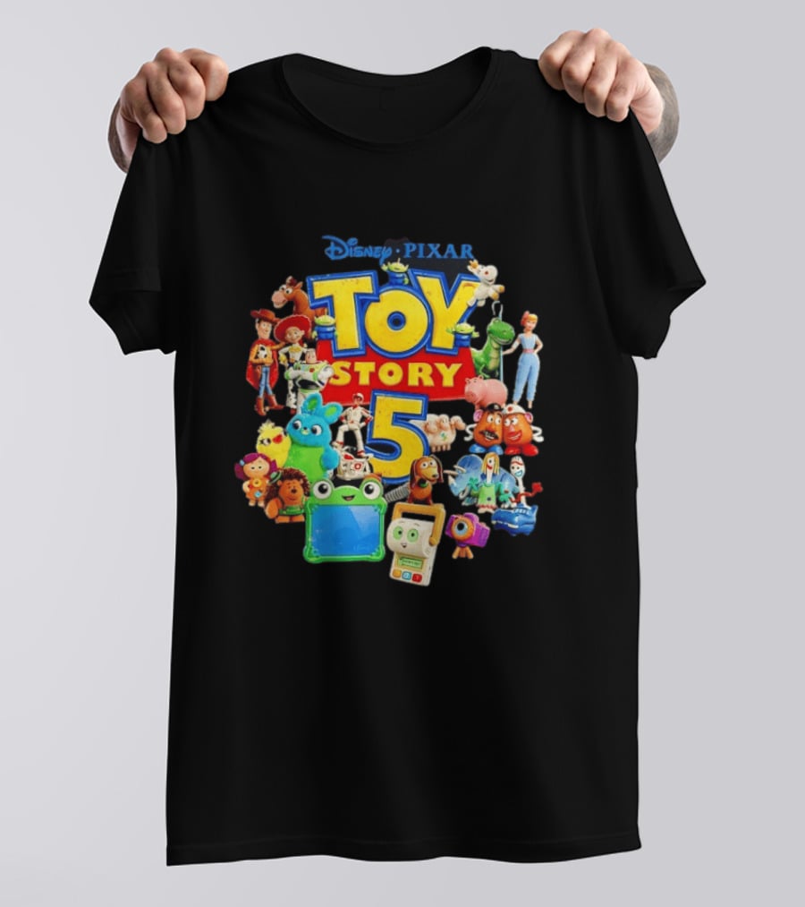 Disney Pixar Toy Story 5 Characters Collection Woody Buzz Rex Bo Peep Mr Potato Head Slinky Jessie Forky T-Shirt