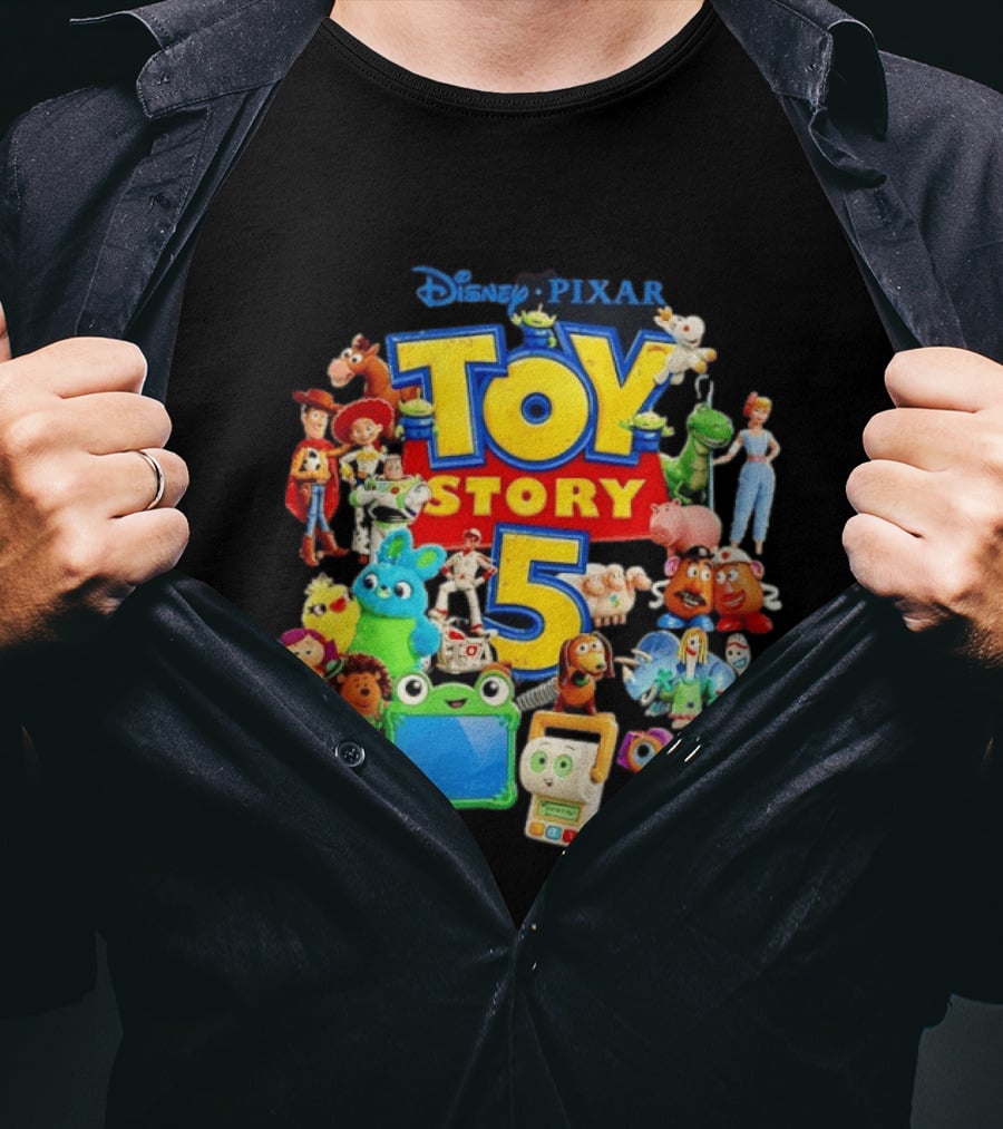 Disney Pixar Toy Story 5 Characters Collection Woody Buzz Rex Bo Peep Mr Potato Head Slinky Jessie Forky T-Shirt