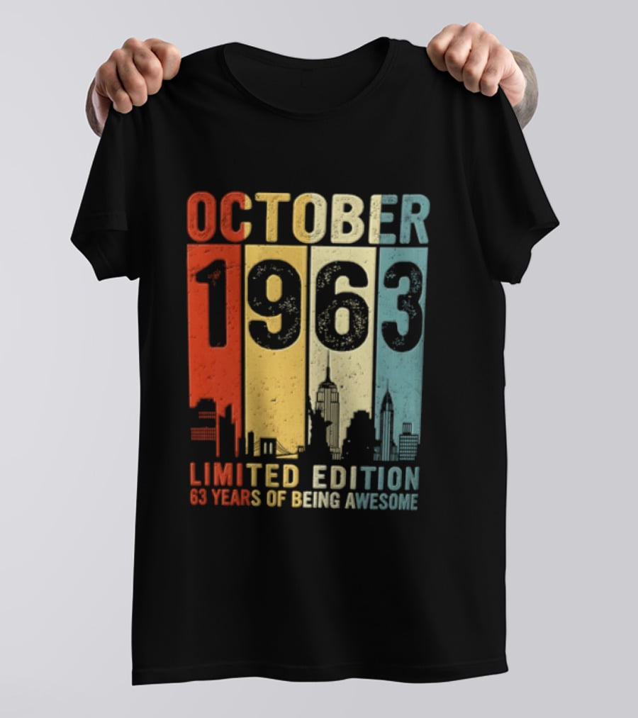 October 1963 Limited Edition 60 Years Of Being Awesome New York City Skyline T-Shirt