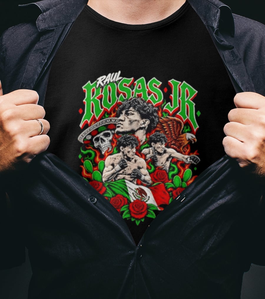 Raúl Rosas Jr UFC Mexican Flag Rose Skull Eagle T-Shirt