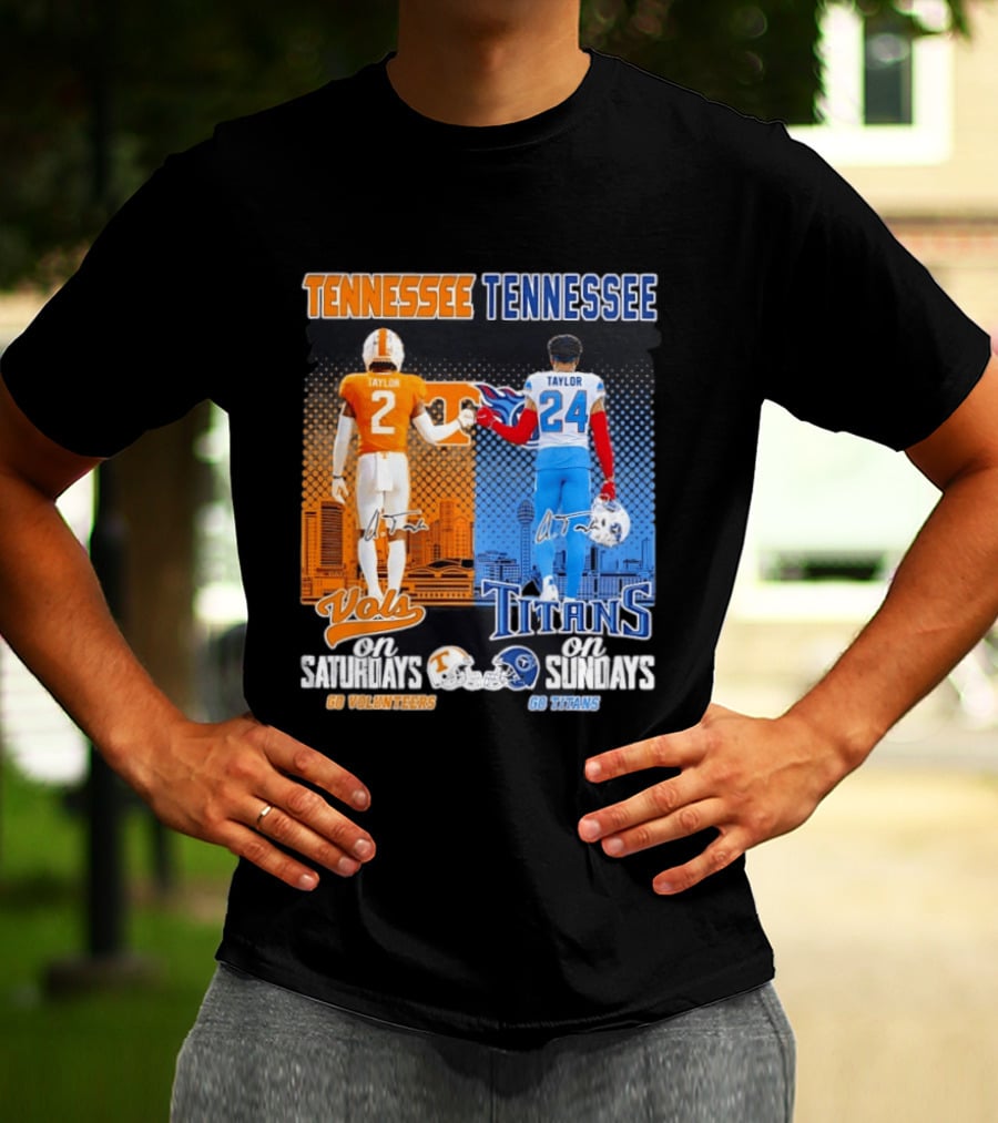 Tennessee Volunteers On Saturdays Go Volunteers Tennessee Titans On Sundays Go Titans T-Shirt