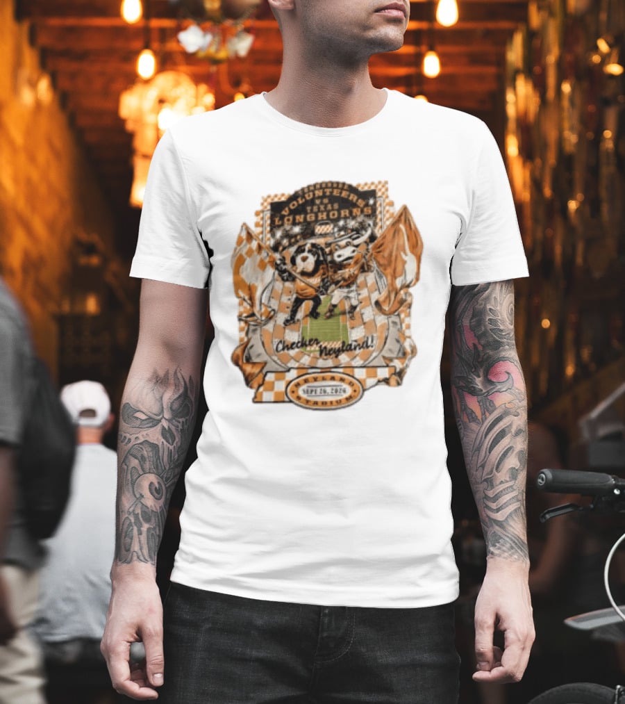 Tennessee Volunteers Vs Texas Longhorns Neyland Stadium Checker Neyland Sept 26 2026 T-Shirt