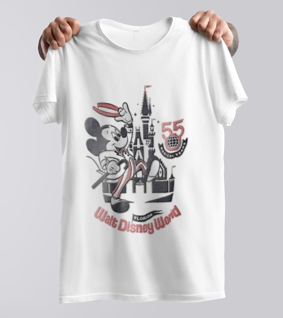 Walt Disney World Mickey Mouse 55 Magical Years Tipping Hat Castle T-Shirt
