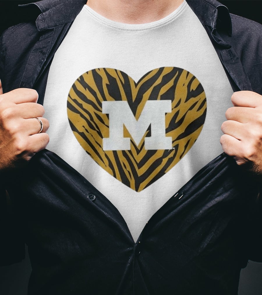 Mizzou Heart M Tiger Stripes Bold Spirit T-Shirt