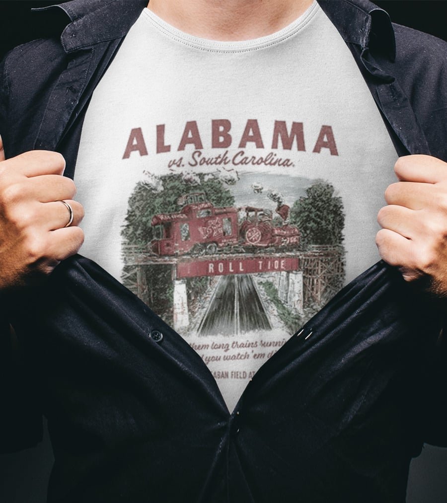 Alabama Vs South Carolina Saban Field Bryant Denny Stadium Tuscaloosa Roll Tide Train 9 26 2026 T-Shirt