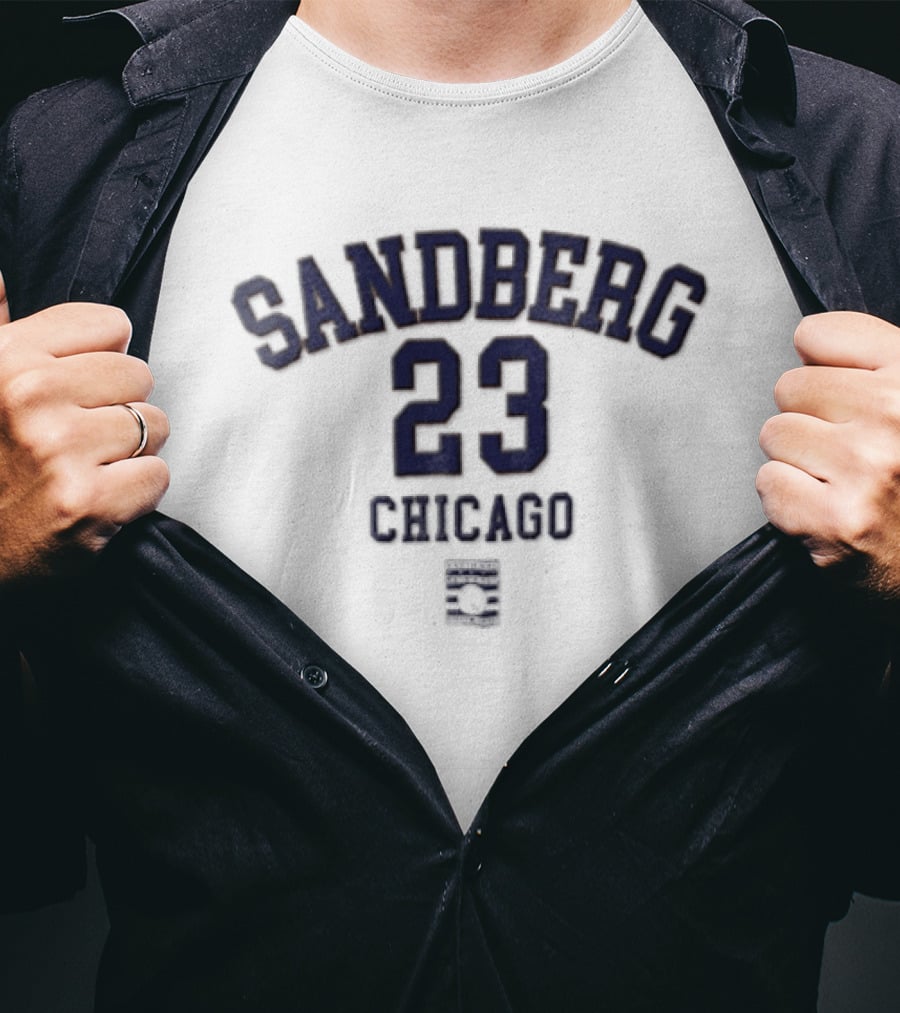 Chicago Cubs Sandberg 23 Jersey Vintage Style C Patch T-Shirt
