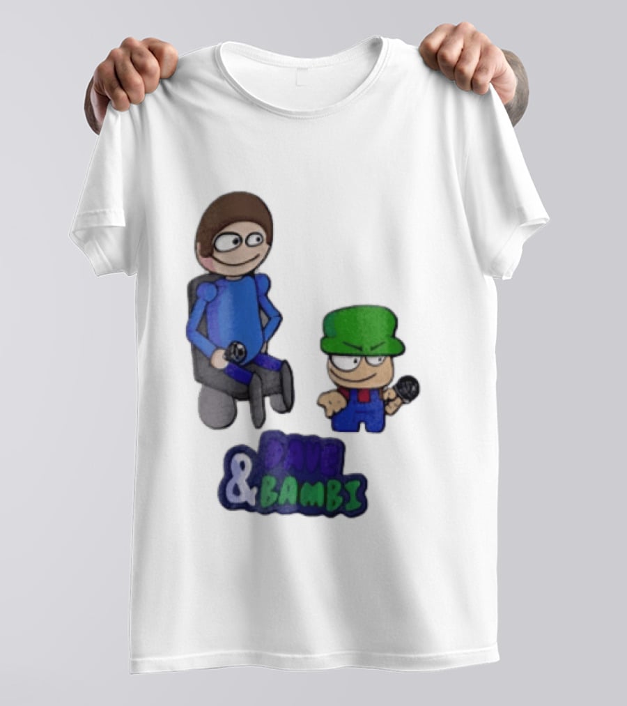 Dave And Bambi Characters Holding Microphones Cartoon T-Shirt