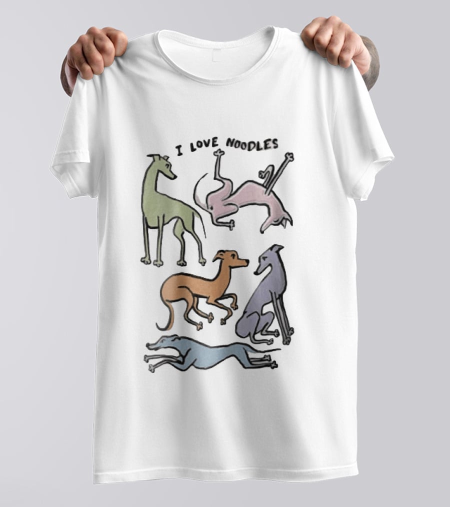 I Love Noodles Five Colorful Greyhound Dogs T-Shirt