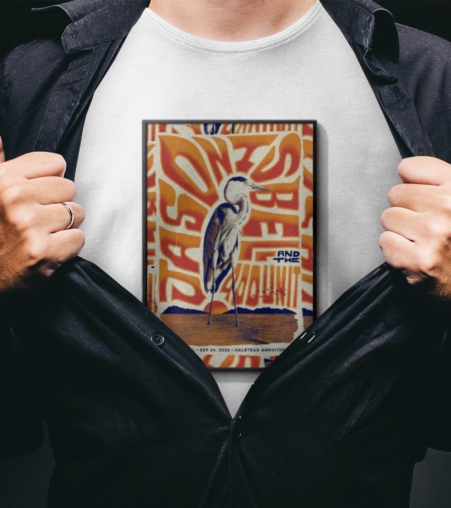 Original Jason Isbell And The 400 Unit September 24 2026 Fairhope AL Halstead Amphitheater Heron T-Shirt
