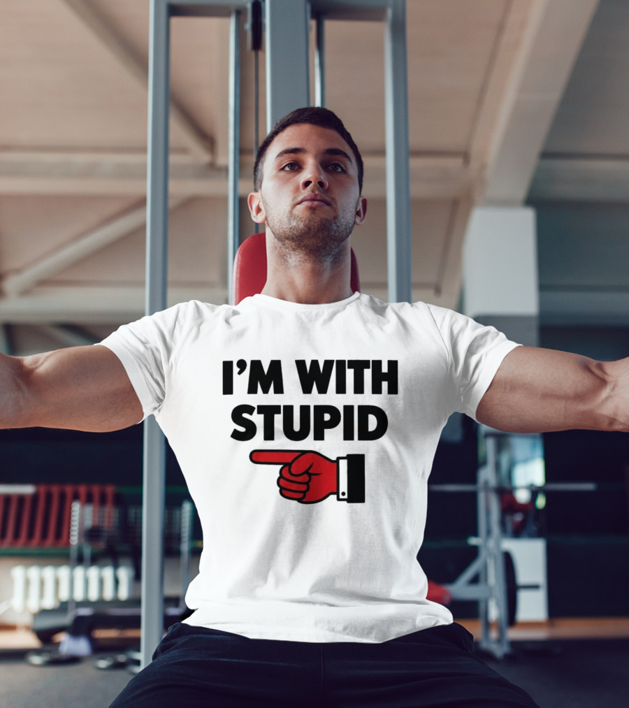 I'm With Stupid Red Foam Finger Gesture T-Shirt