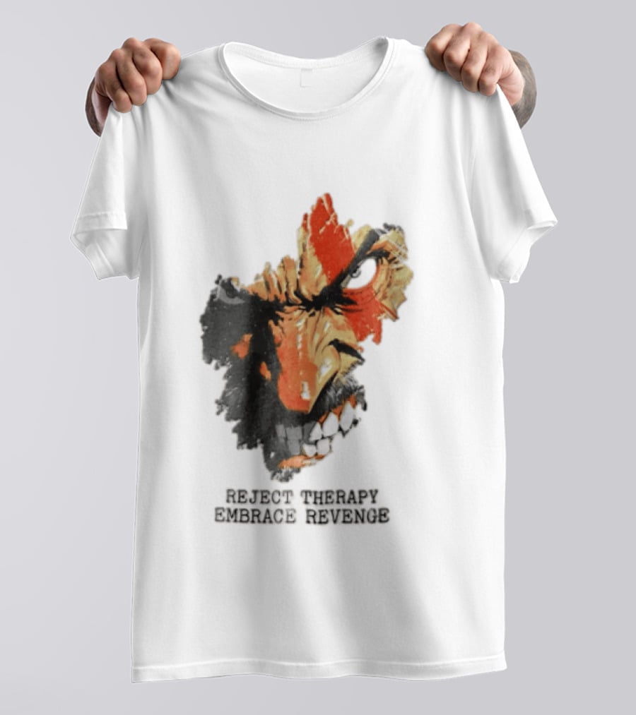 Reject Therapy Embrace Revenge Kratos Angry Bearded Man Red Tattoo God Of War T-Shirt