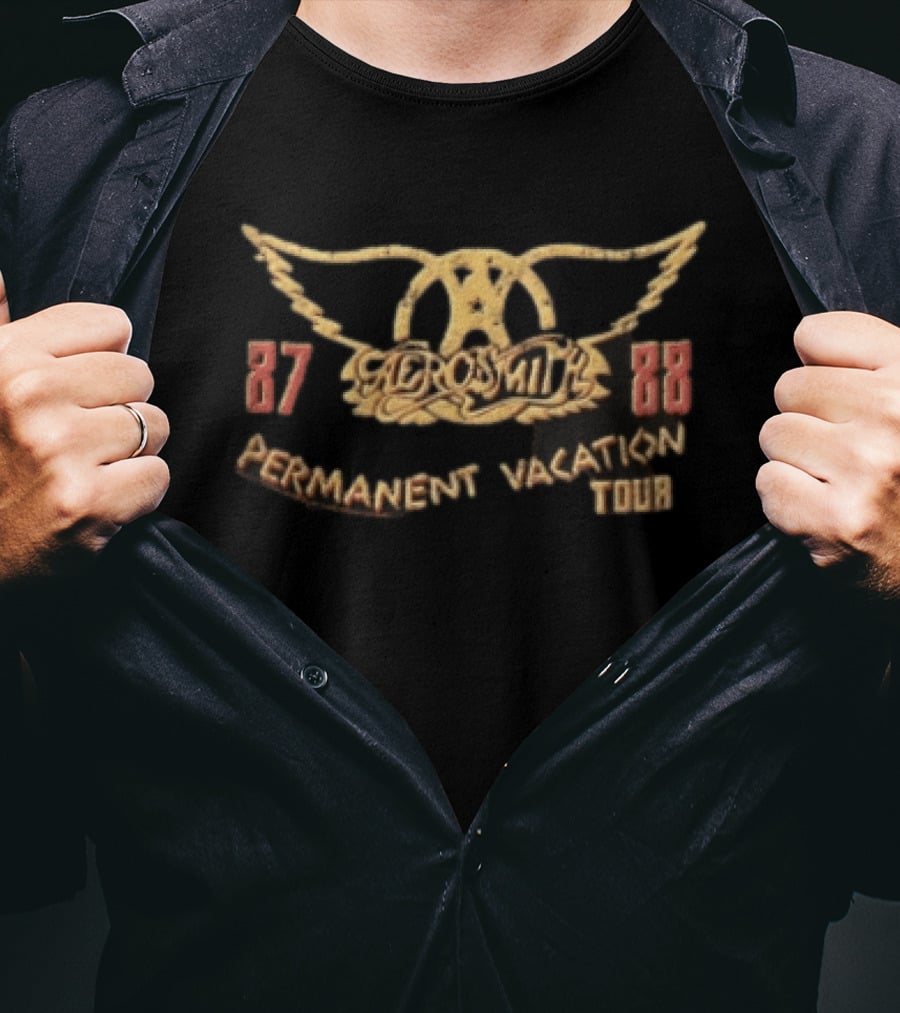 Aerosmith Winged Logo Permanent Vacation Tour 87 88 T-Shirt