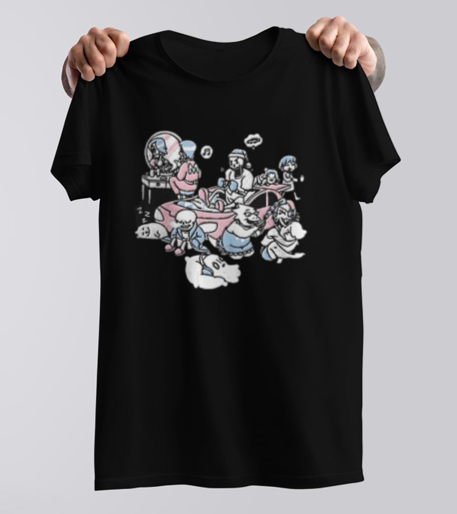 Anime Characters Makeup And Car Party Fun With Music And Relaxation T-Shirt