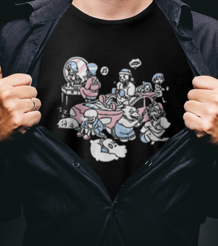 Anime Characters Makeup And Car Party Fun With Music And Relaxation T-Shirt