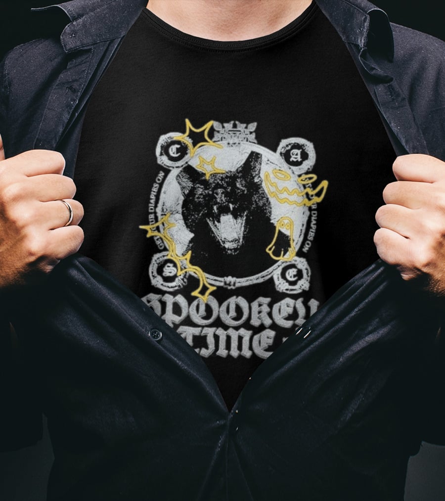 CaseOh's Spooky Time Diapies On Cat Ghost Pumpkin Bat T-Shirt