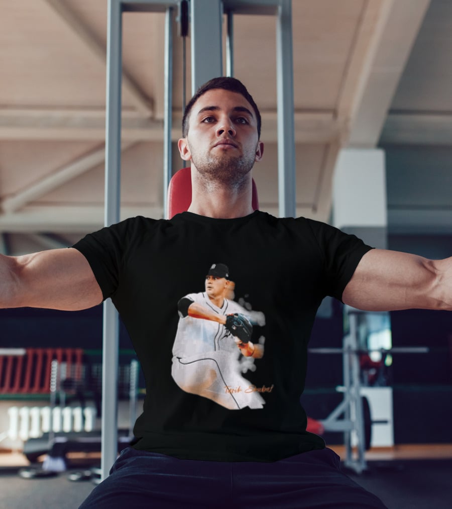 Detroit Tigers Tarik Skubal Pitcher Action Baseball T-Shirt
