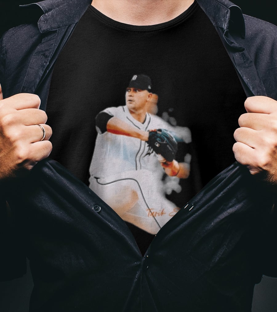 Detroit Tigers Tarik Skubal Pitcher Action Baseball T-Shirt
