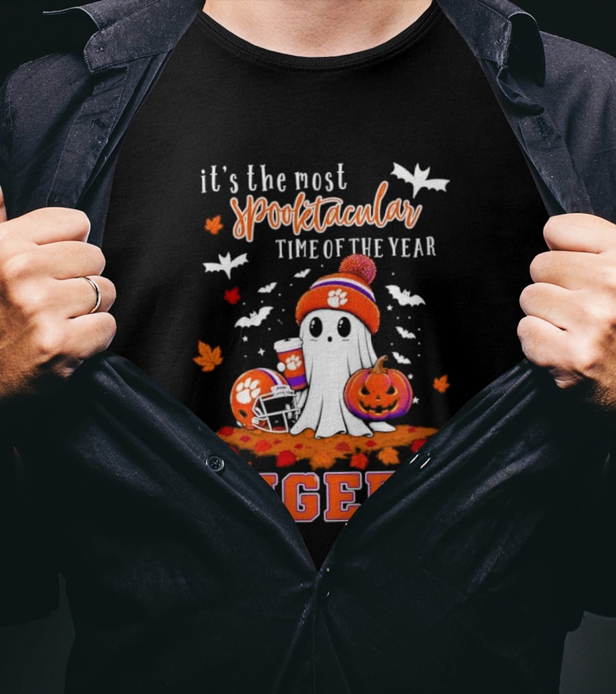 Tiger's Most Spooktacular Halloween Time With Ghost And Pumpkins T-Shirt
