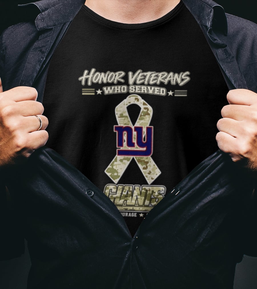 New York Giants Honor Veterans Who Served Salute Camouflage Ribbon NFL T-Shirt