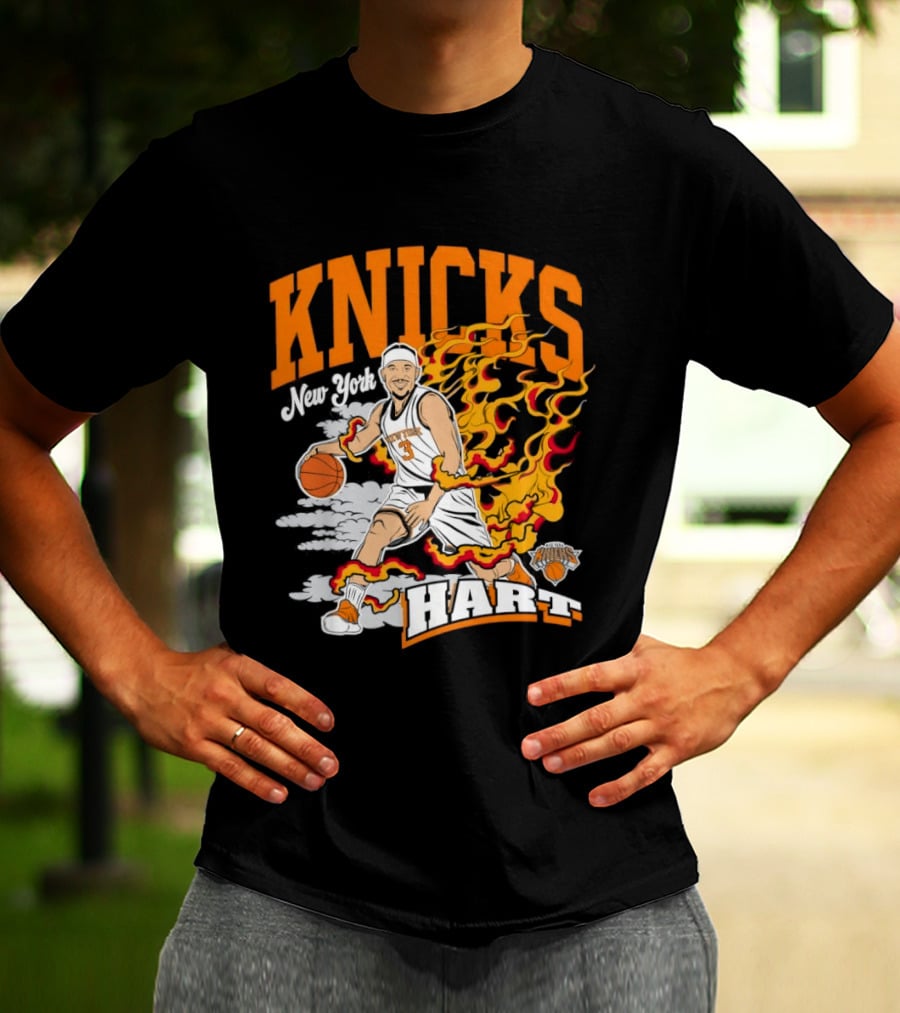 New York Knicks Josh Hart No 3 Basketball Fire T-Shirt