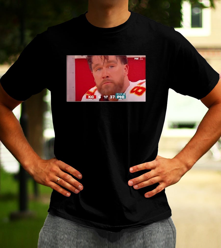 Kelce's Face Disappointment KC 6 PHI 37 NFL Football Game Loss T-Shirt