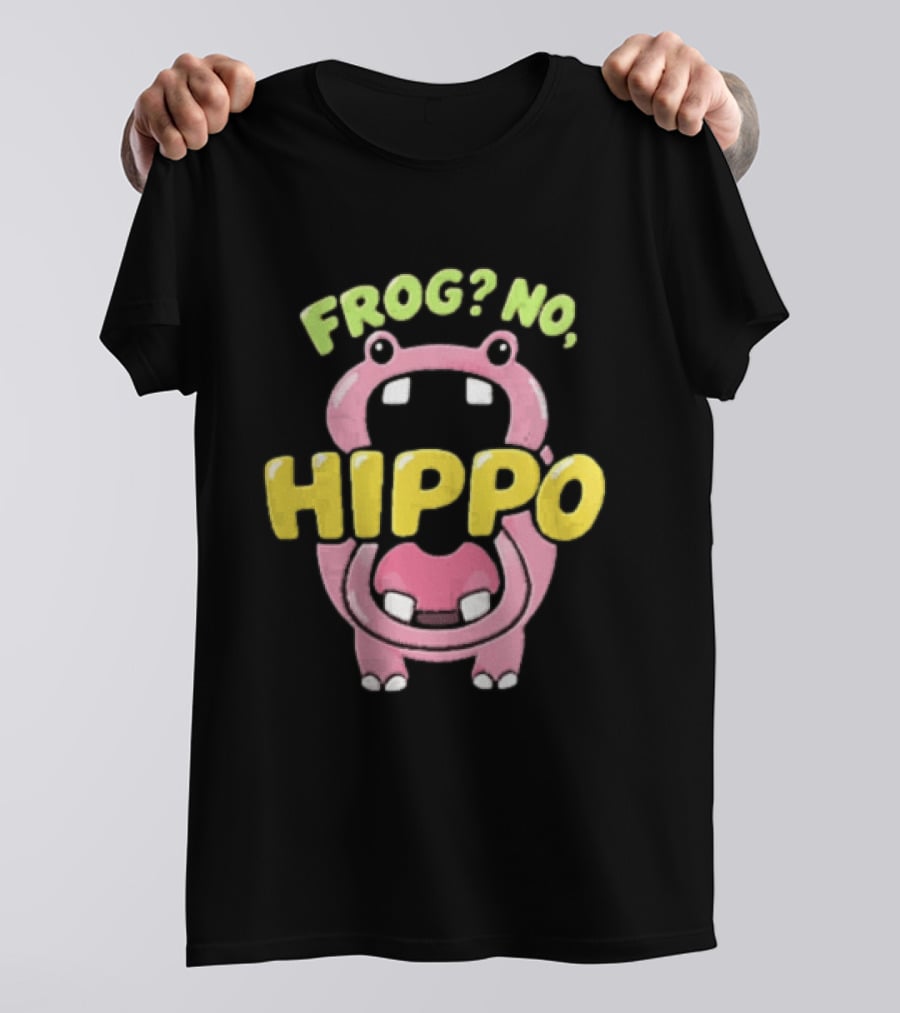 Frog No Hippo Pink Character Cartoon Playful T-Shirt
