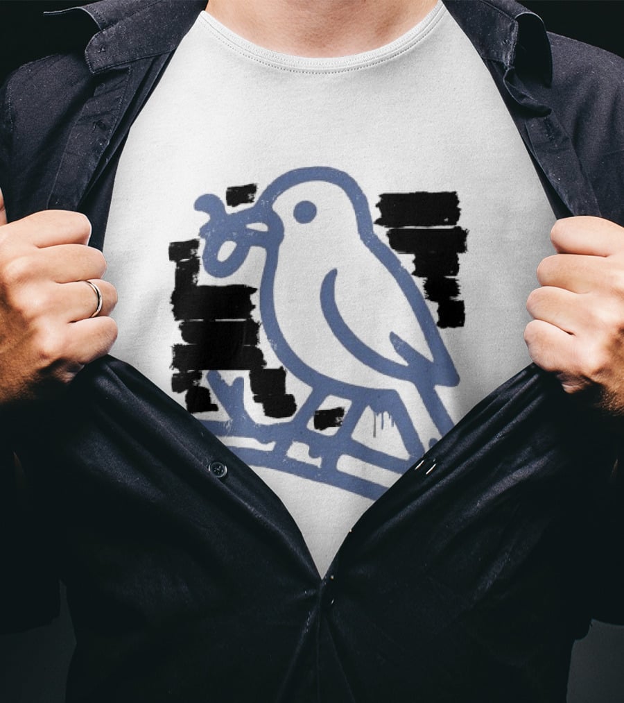 Drewtube What Up Bird Shit Funny Sparrow Holding Curling Shovel T-Shirt