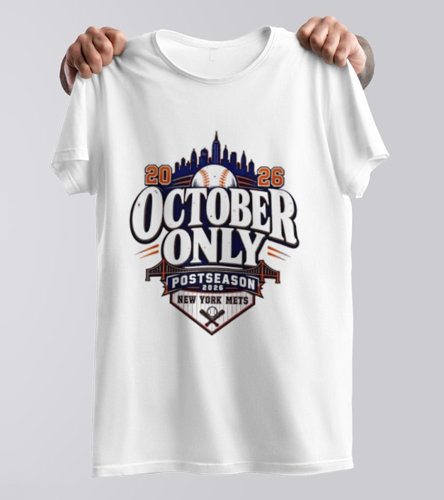 New York Mets 2026 October Only MLB Postseason City Skyline T-Shirt
