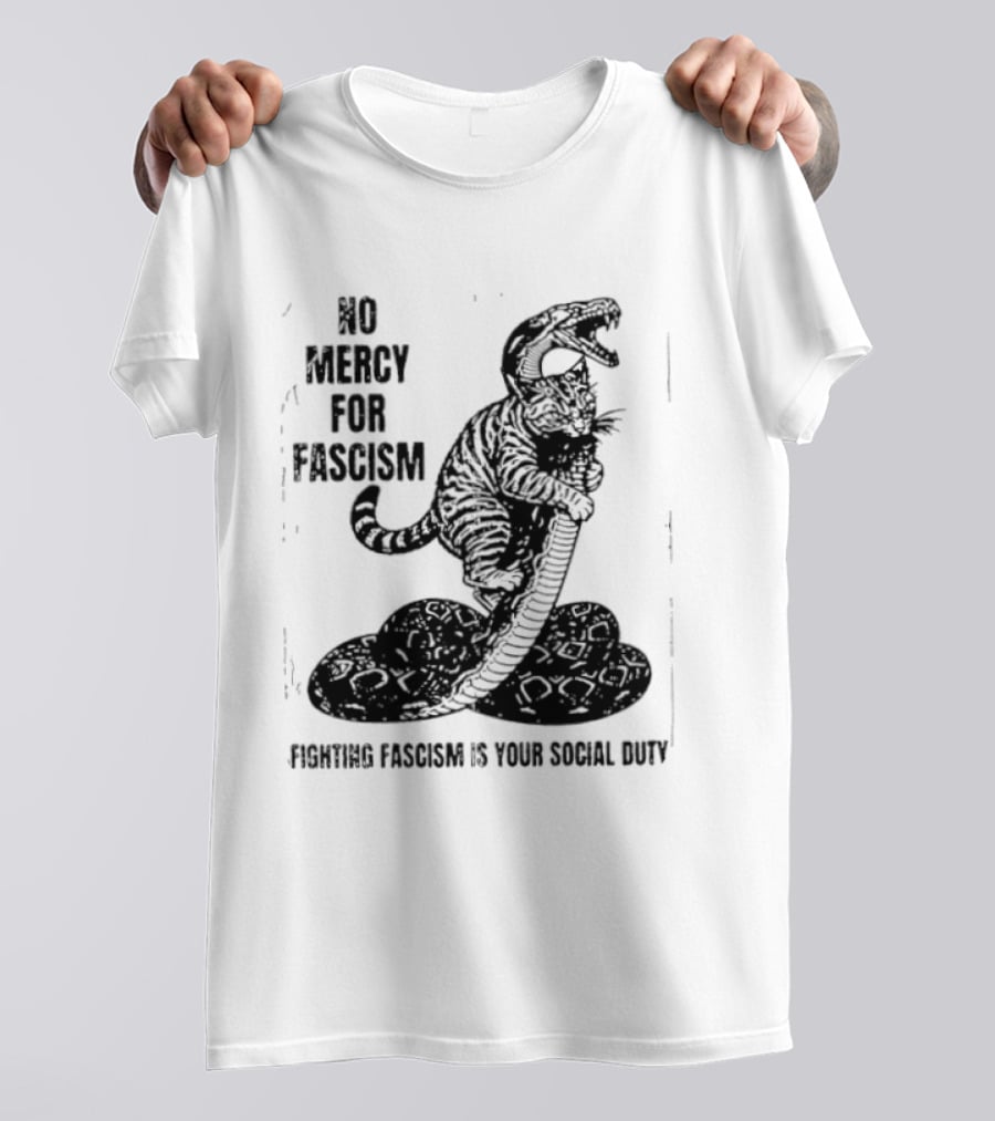 No Mercy For Fascism Dinosaur Snake Fighting Fascism Is Your Social Duty T-Shirt