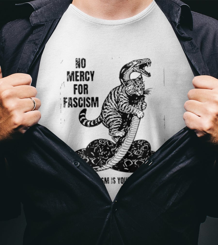 No Mercy For Fascism Dinosaur Snake Fighting Fascism Is Your Social Duty T-Shirt