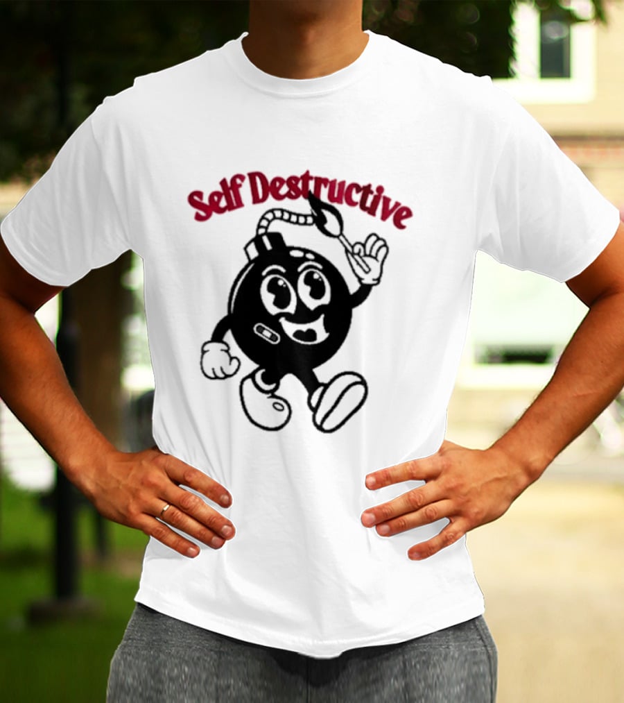 Self Destructive Cartoon Bomb Character With Happy Face T-Shirt