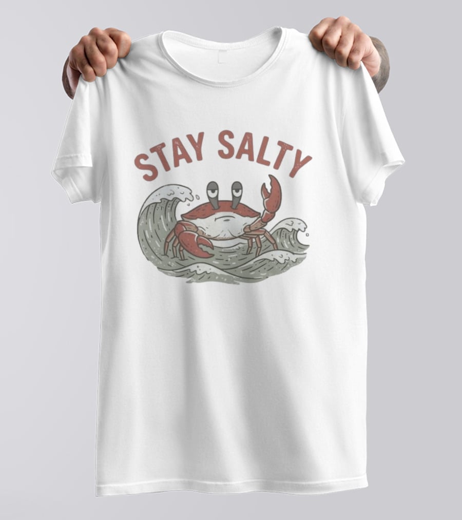 Stay Salty Crab Ocean Waves Sea Creature T-Shirt