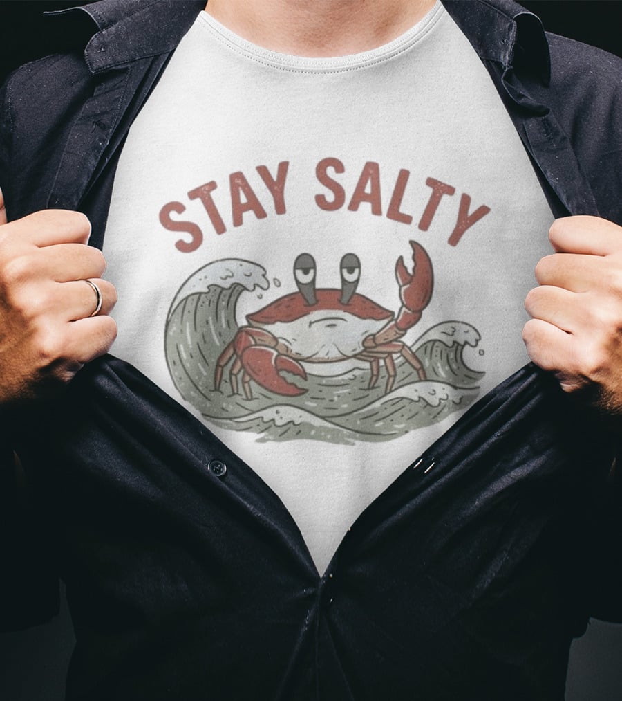 Stay Salty Crab Ocean Waves Sea Creature T-Shirt