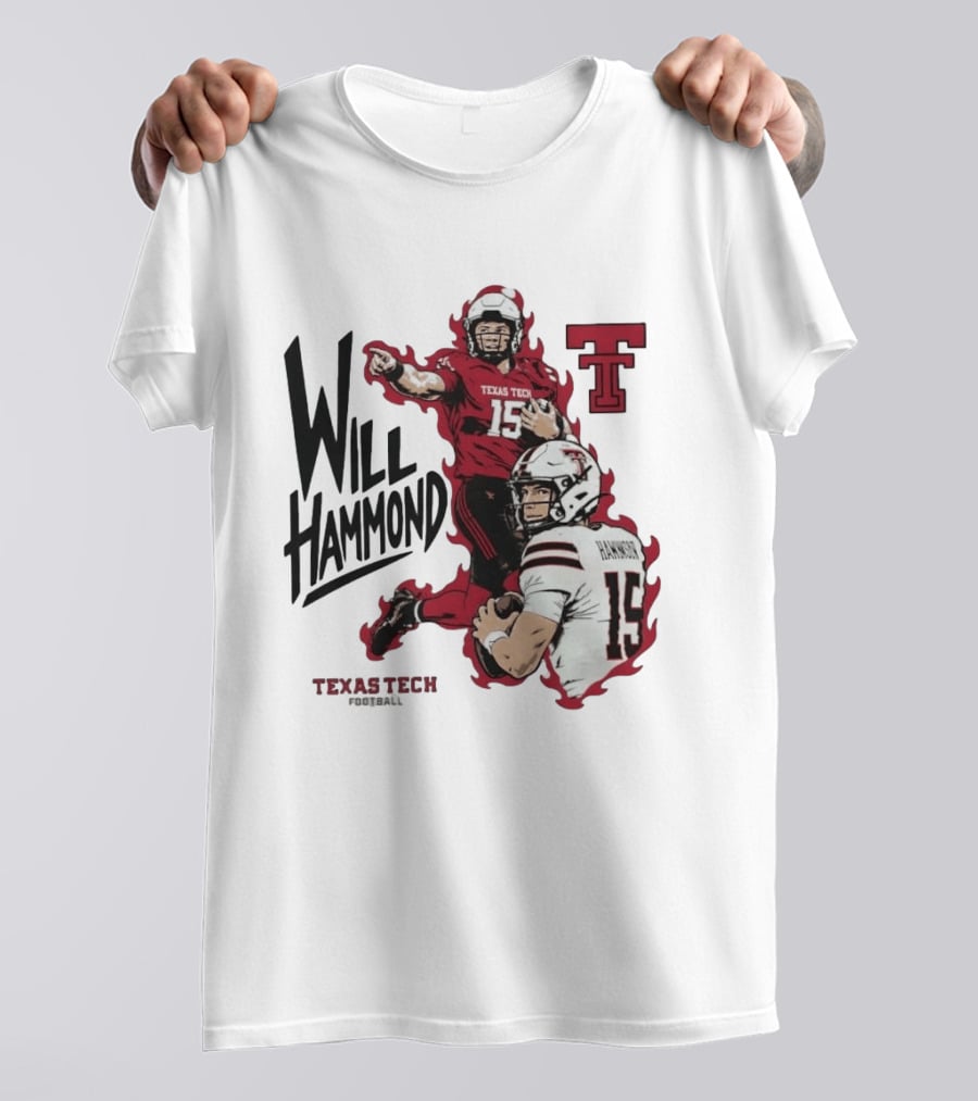 Texas Tech Red Raiders No 15 Will Hammond Football Player Collage T-Shirt