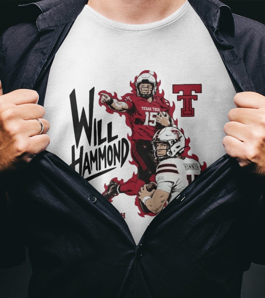 Texas Tech Red Raiders No 15 Will Hammond Football Player Collage T-Shirt