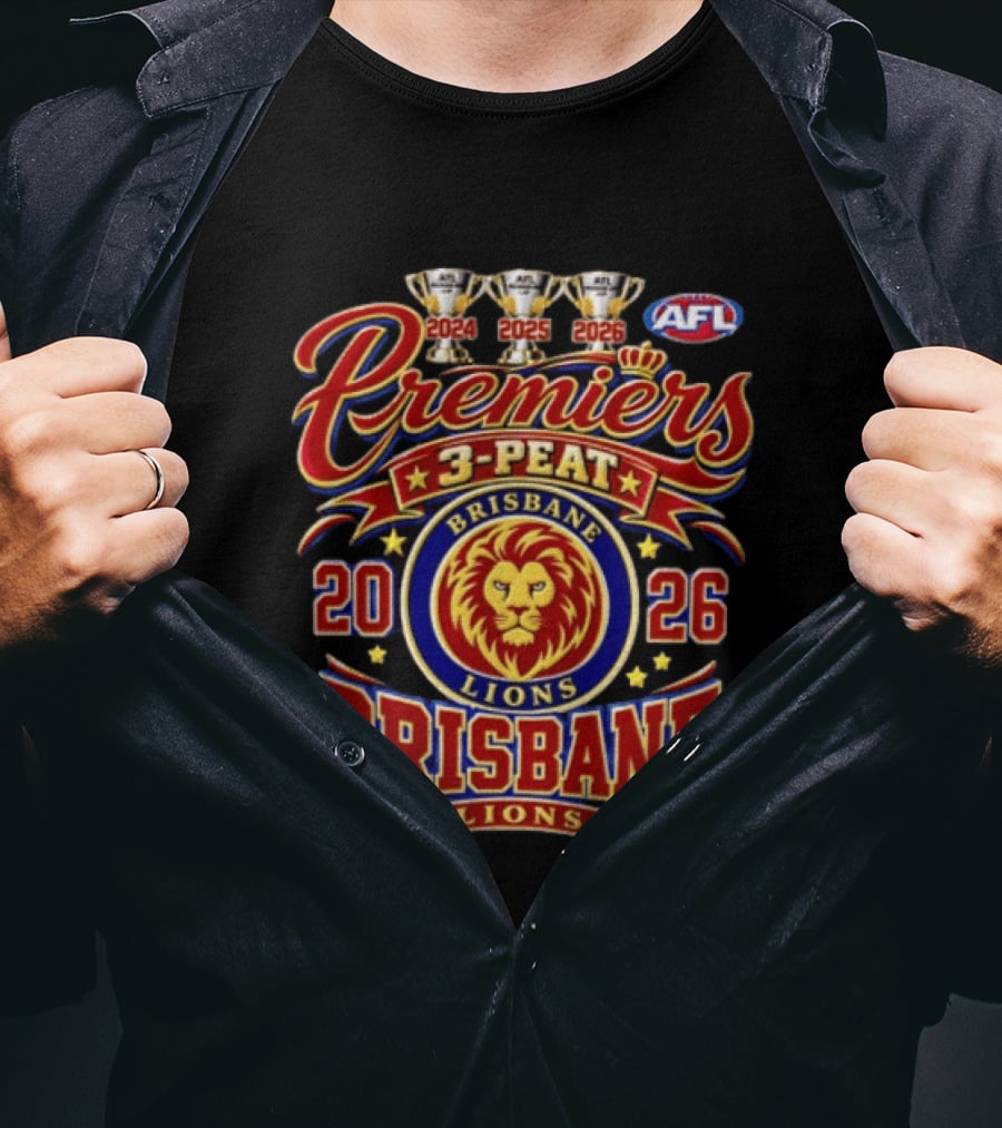 Brisbane Lions AFL 3Peat Premiers 2026 Champion Triumph T-Shirt