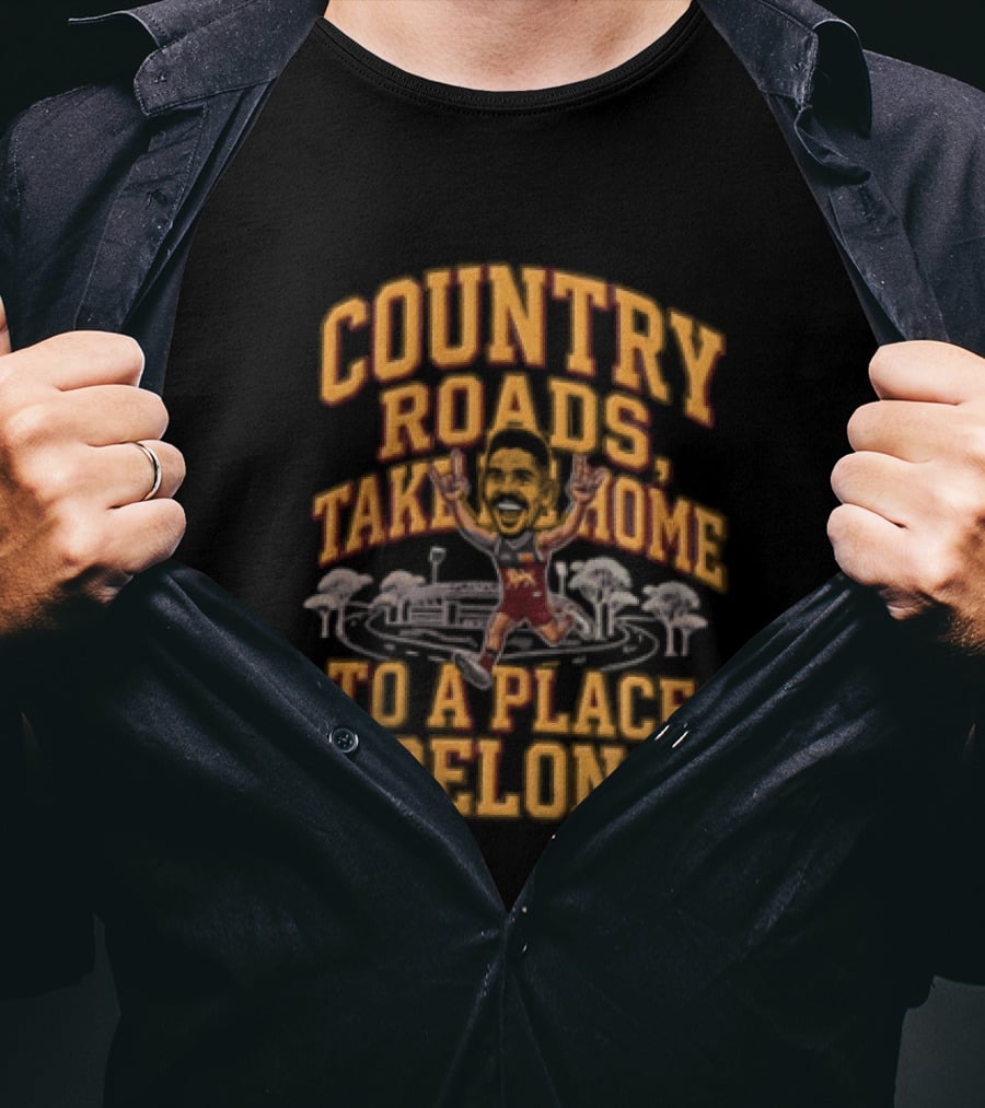 Brisbane Lions Charlie Cameron Country Roads Take Me Home To A Place I Belong T-Shirt