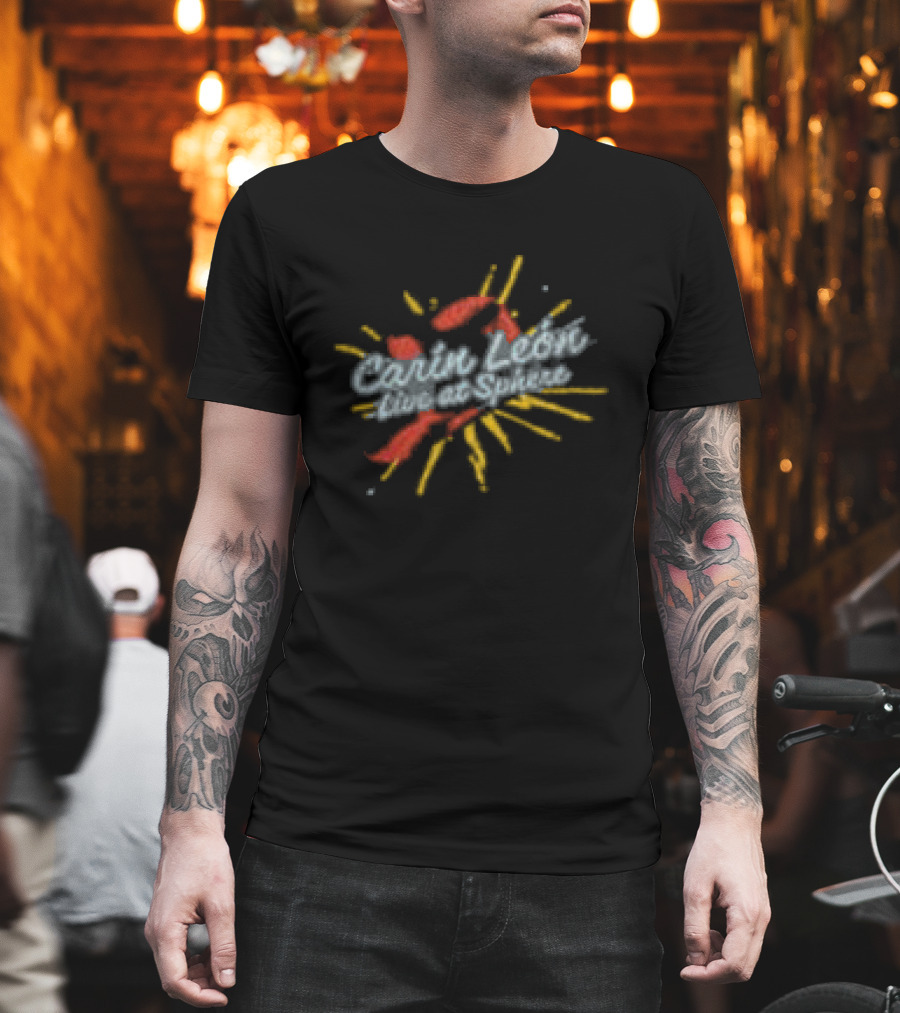 Carin Leon Store De Sonora Para El Mundo Sphere Black Text Burst T-Shirt