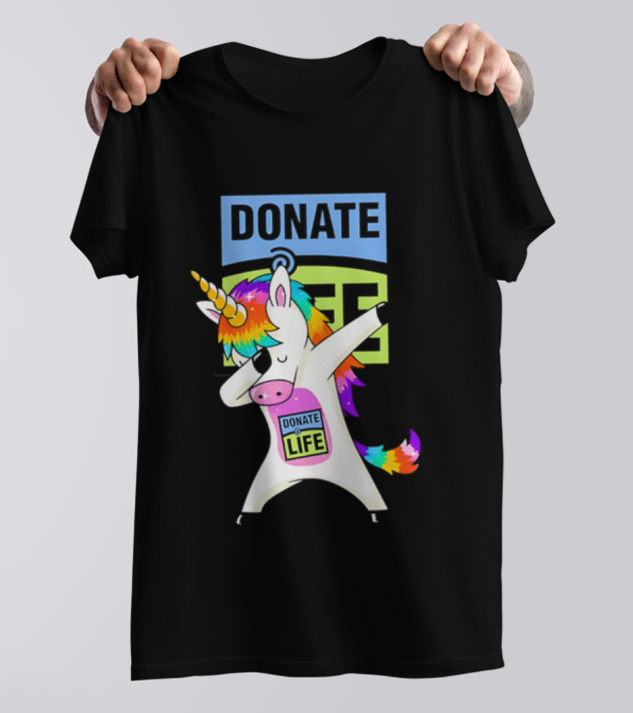 Donate Life Unicorn Rainbow Dabbing T-Shirt